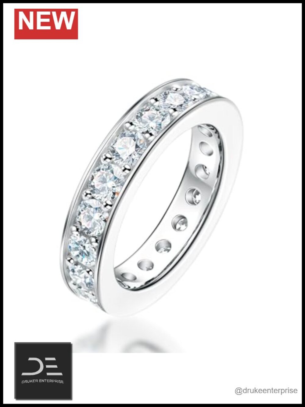 Moissanite Eternity Band Ring 925 Sterling Silver Women's Wedding Anniversary